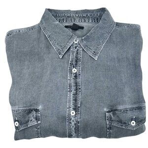 MARTIN GORDON FADED BLACK/GRAY LINEN LONG SLEEVE BUTTON DOWN SHIRT